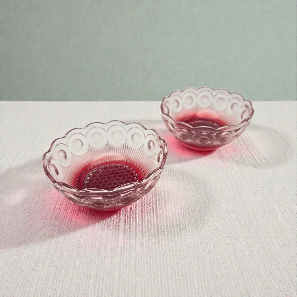 Set Of 2 Bartlett Collins St. Genevieve Ruby Stained Small Bowls With Bullseye